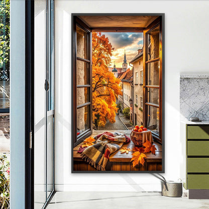 Autumn Scenery Outside The Window - Full Round Drill Diamond Painting 40*70CM