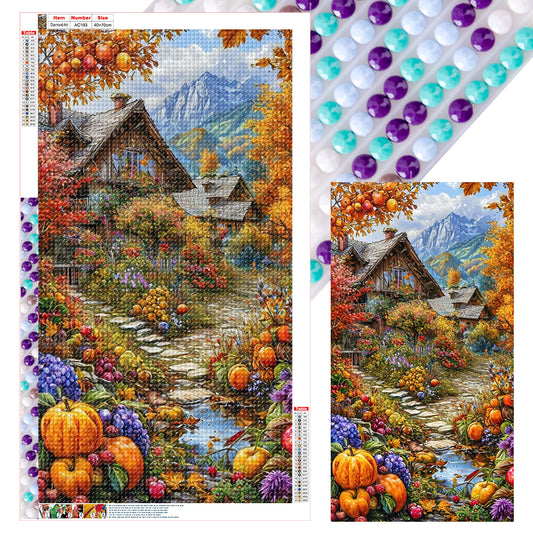 Autumn Cabin - Full Round Drill Diamond Painting 40*70CM