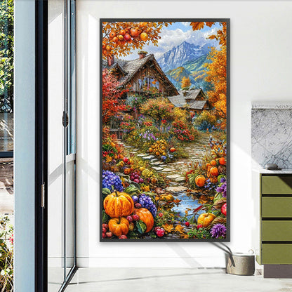 Autumn Cabin - Full Round Drill Diamond Painting 40*70CM