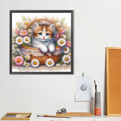 Cat And Flower - Full Round Drill Diamond Painting 40*40CM
