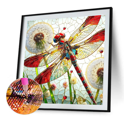 Dragonfly And Dandelions - Full Round Drill Diamond Painting 40*40CM