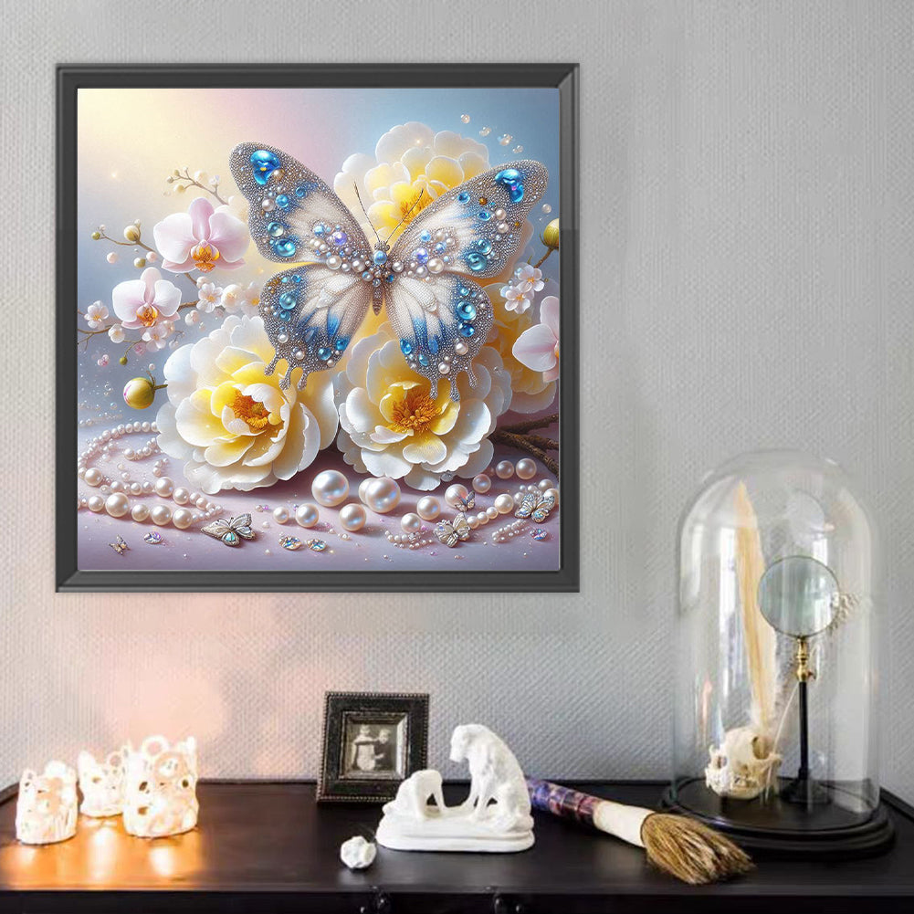 Flowers And Butterflies - Full Round Drill Diamond Painting 40*40CM