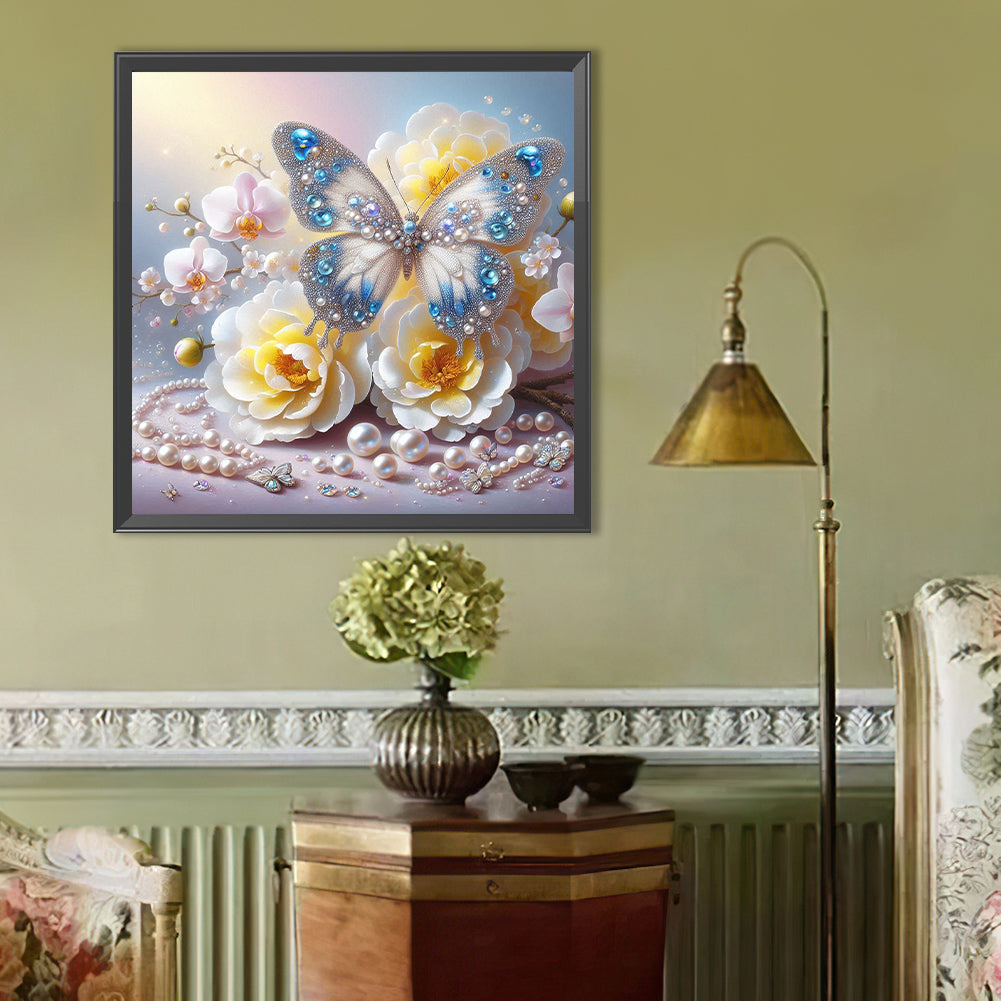Flowers And Butterflies - Full Round Drill Diamond Painting 40*40CM
