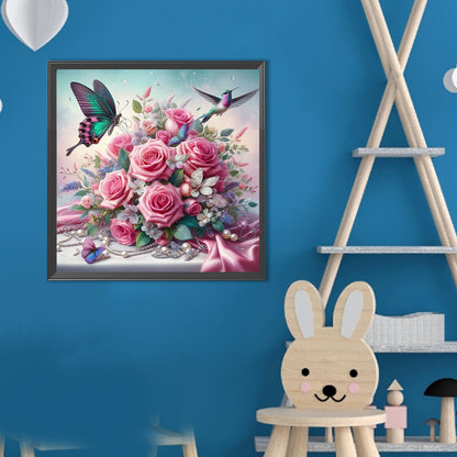 Butterflies And Flowers - Full Round Drill Diamond Painting 40*40CM