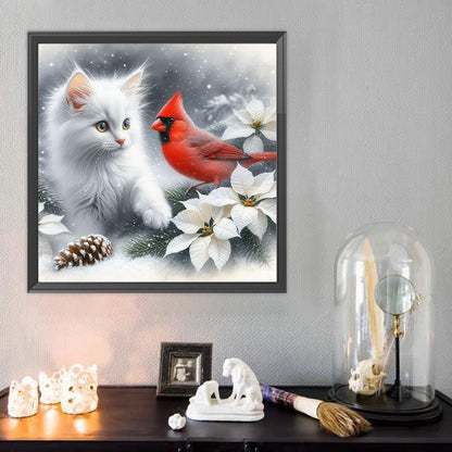 Cat And Cardinal - Full Round Drill Diamond Painting 40*40CM