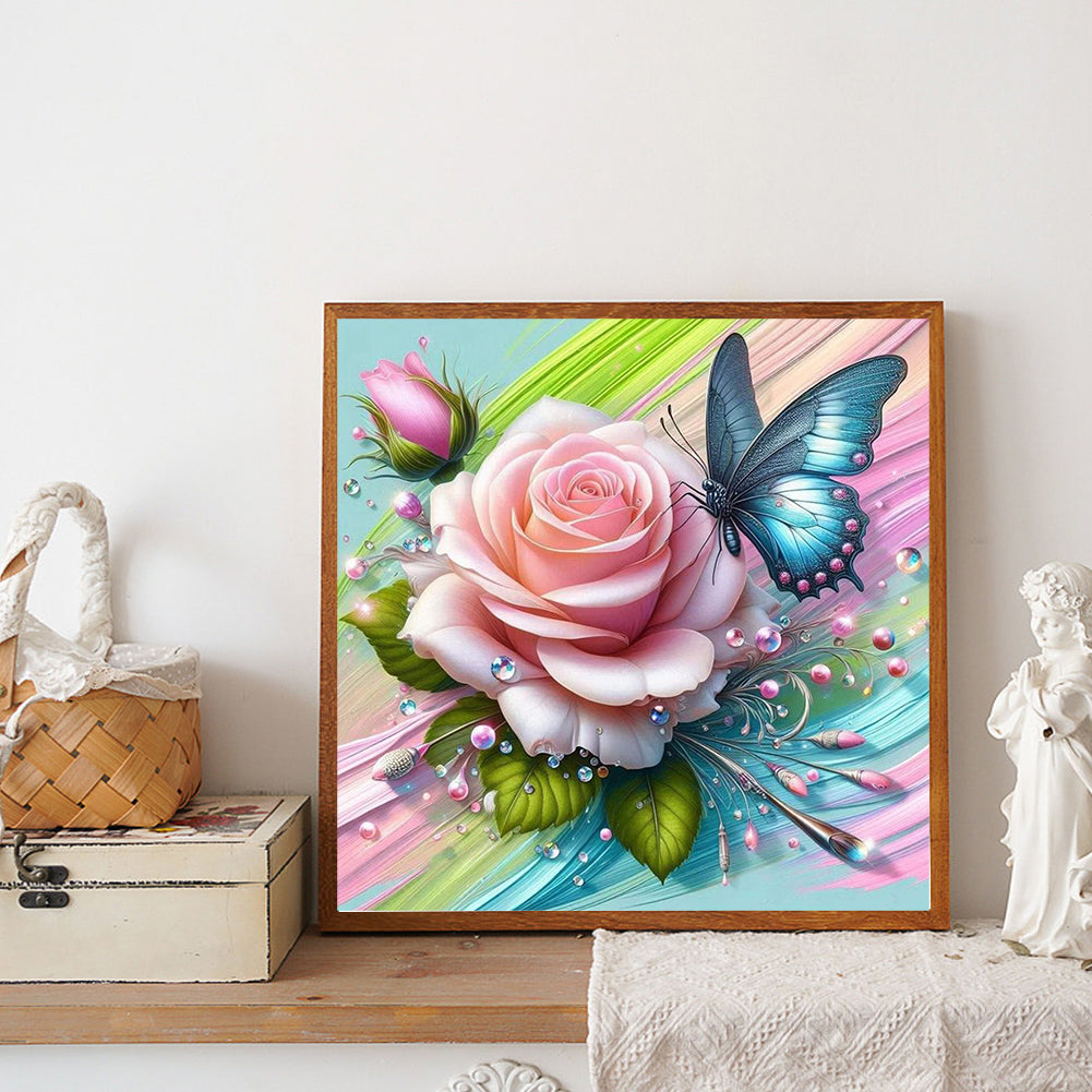 Roses And Butterflies - Full Round Drill Diamond Painting 40*40CM