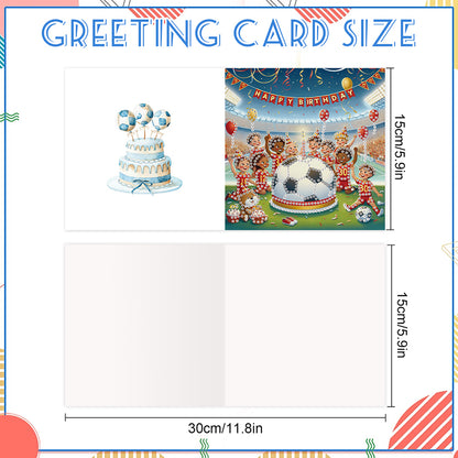 6PCS DIY Diamond Art Greeting Cards Congratulations Cards & Gifts (Football)