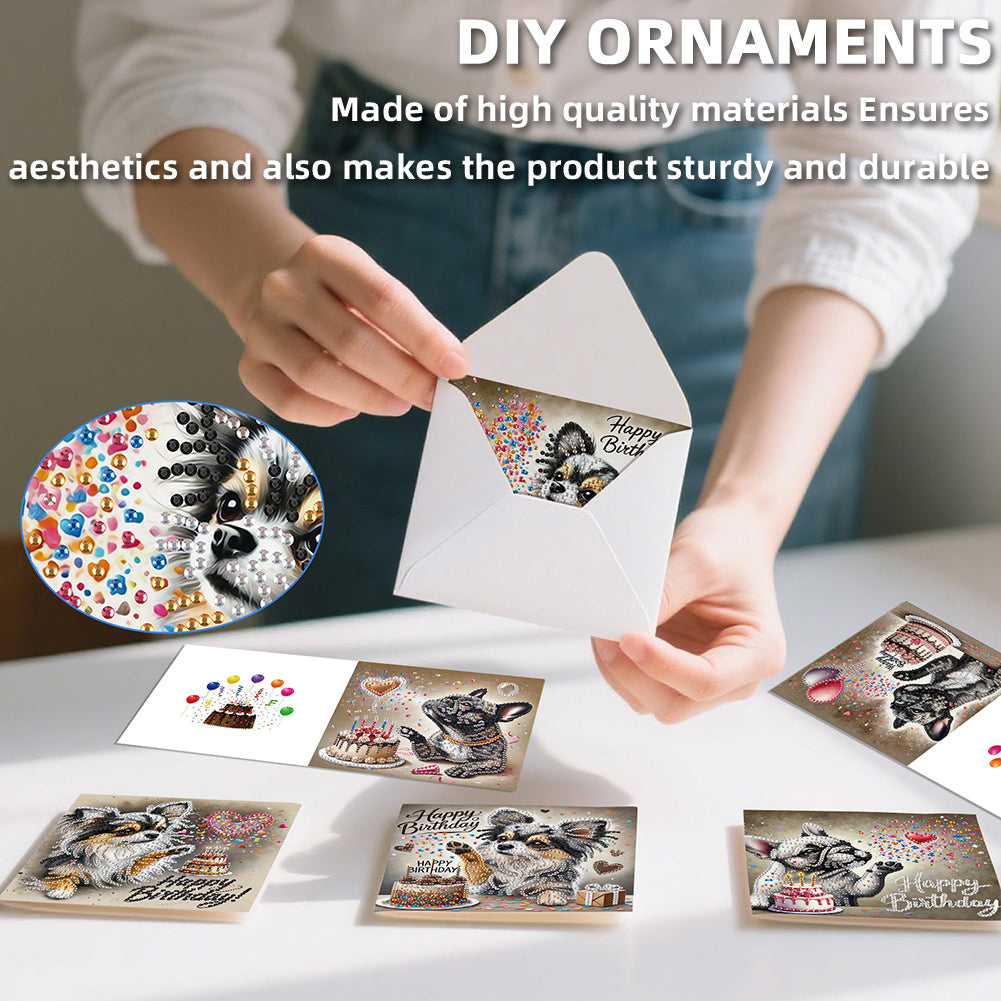 6PCS DIY Diamond Art Greeting Cards Congratulations Cards & Gifts (Cake)