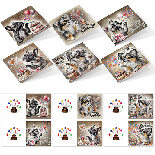 6PCS DIY Diamond Art Greeting Cards Congratulations Cards & Gifts (Cake)