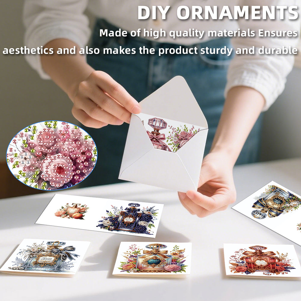 6PCS DIY Diamond Art Greeting Cards Congratulations Cards & Gifts (Perfume)