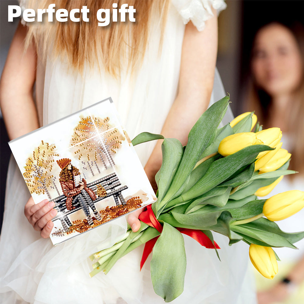 6PCS DIY Diamond Art Greeting Cards Congratulations Cards & Gifts (Girl)