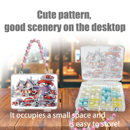 DIY Diamond Painting Bead Storage Handbag Rhinestones Jewelry Case (Snowman)