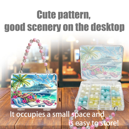 DIY Diamond Painting Bead Storage Handbag Rhinestones Jewelry Case (Yacht)