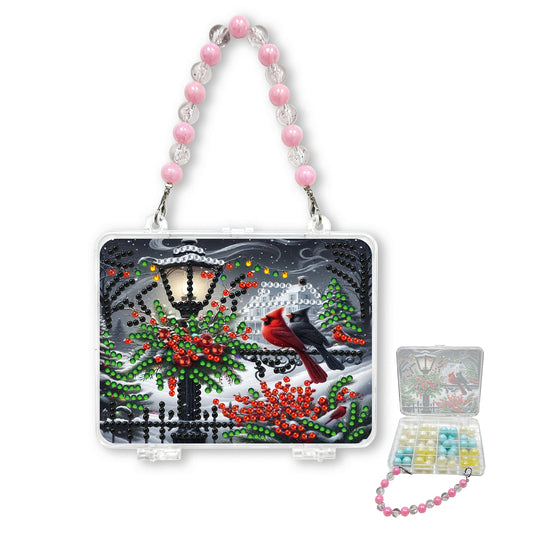 DIY Diamond Painting Bead Storage Handbag Rhinestones Jewelry Case (Cardinal)