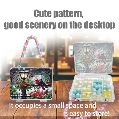 DIY Diamond Painting Bead Storage Handbag Rhinestones Jewelry Case (Cardinal)