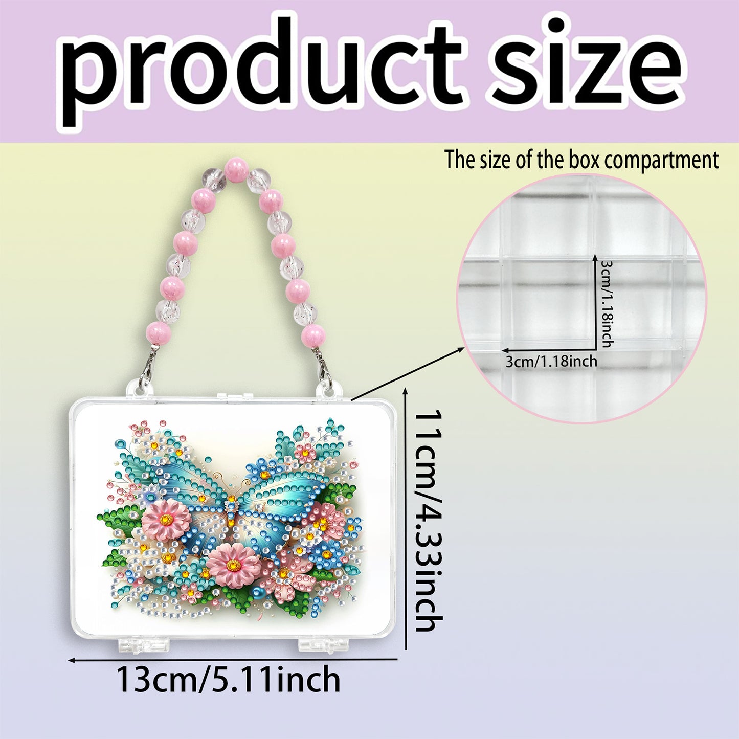 DIY Diamond Painting Bead Storage Handbag Rhinestones Jewelry Case (Butterfly)