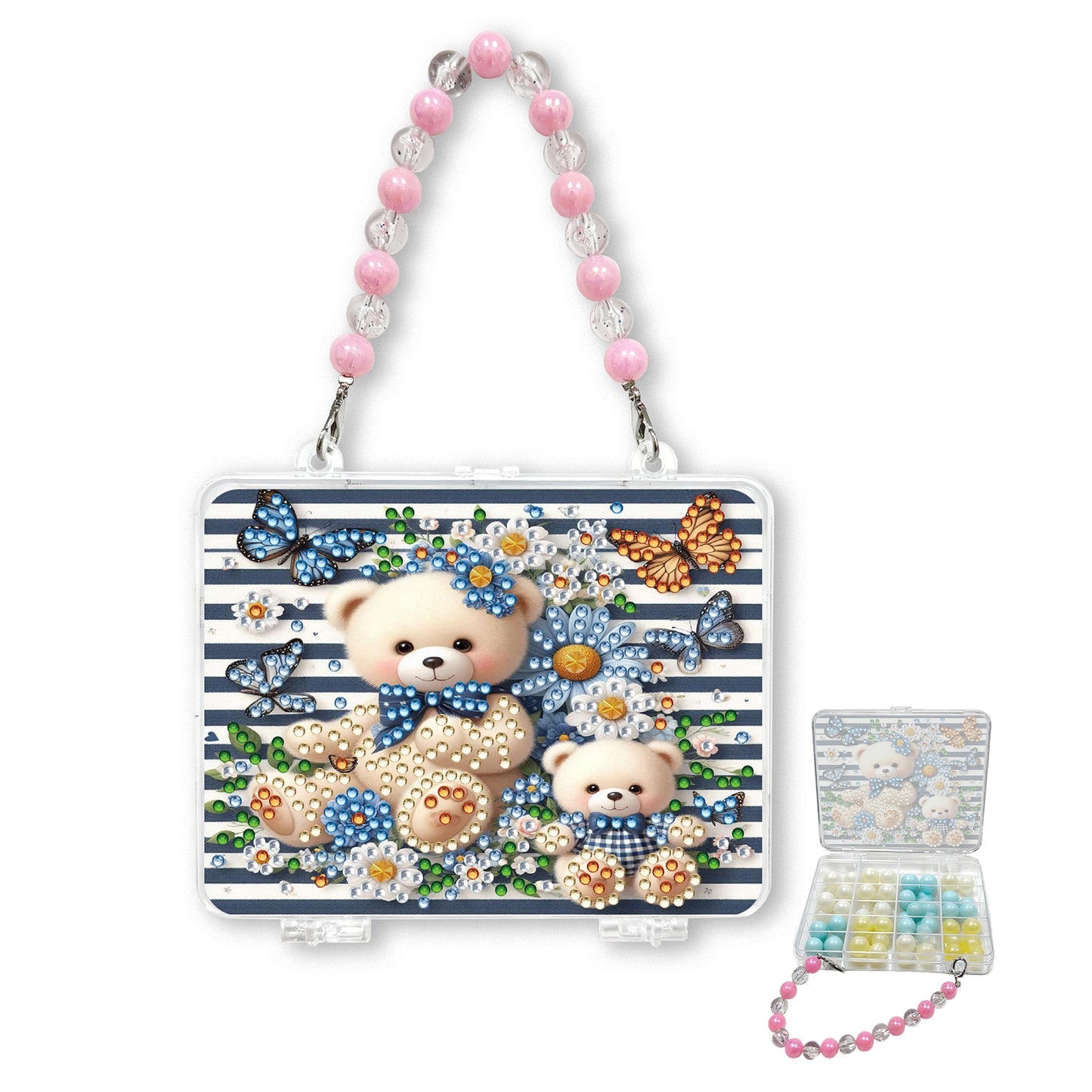 DIY Diamond Painting Bead Storage Handbag Rhinestones Jewelry Case (Bear)