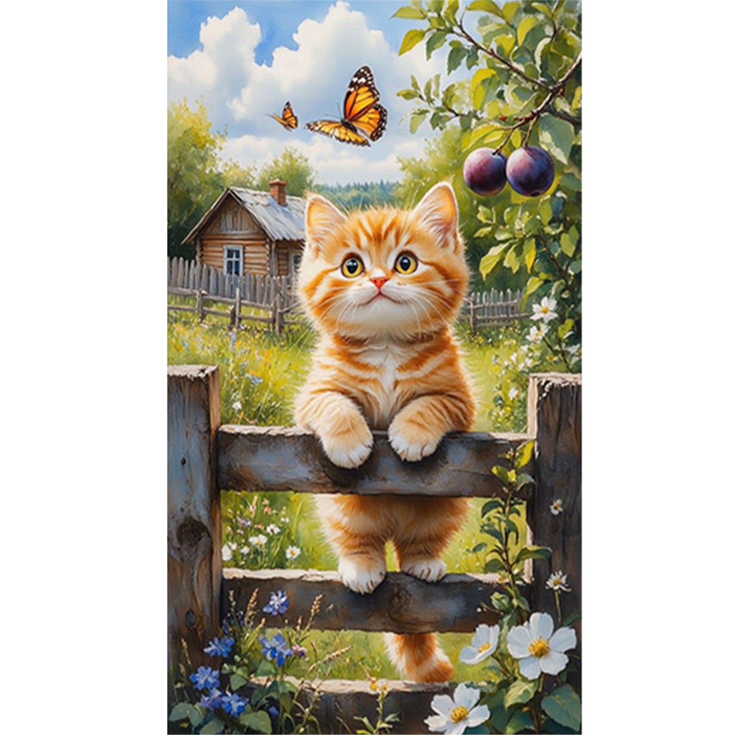 Cat - Full Round Drill Diamond Painting 40*70CM