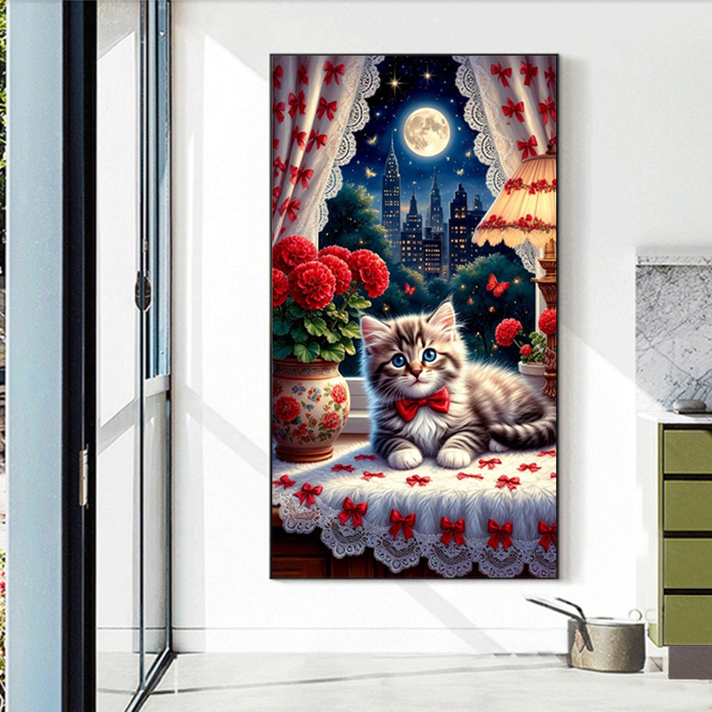 Cat On Windowsill - Full Round Drill Diamond Painting 40*70CM