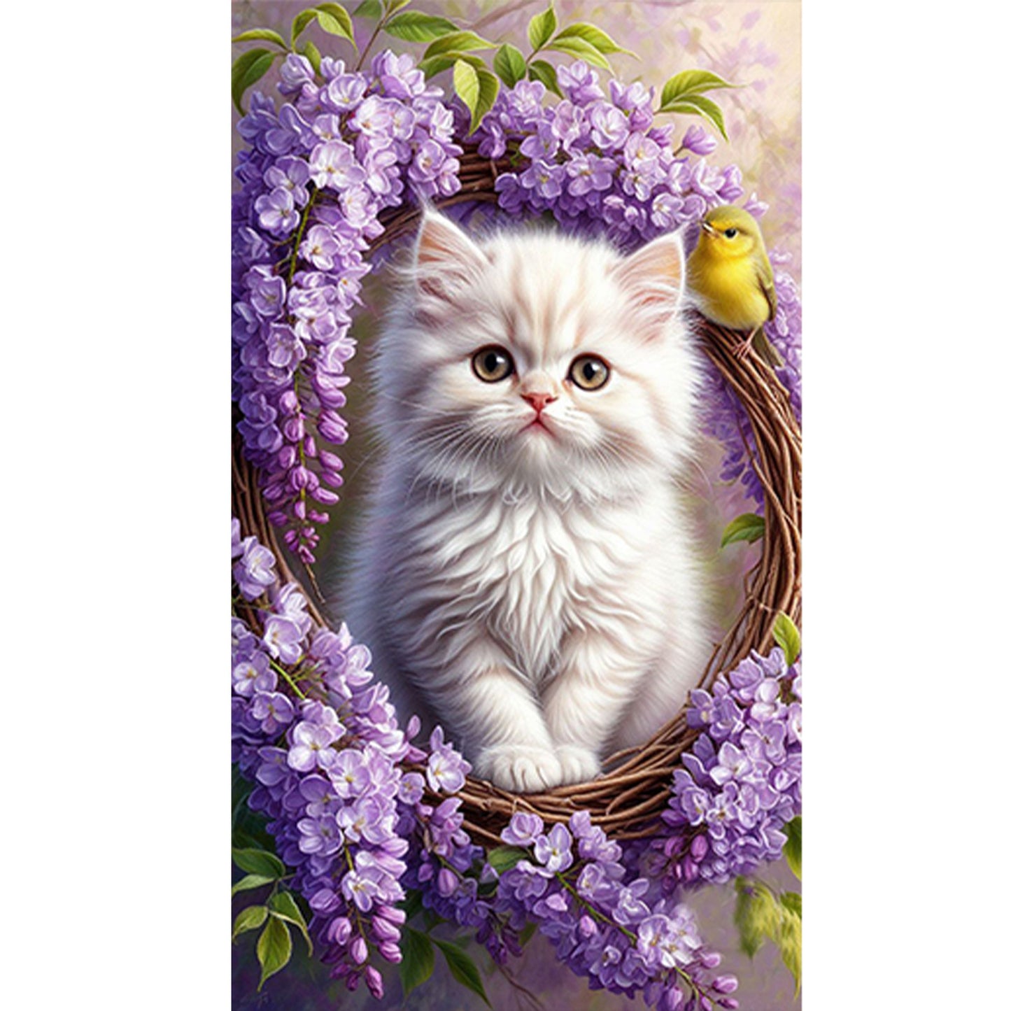 Cat And Flower - Full Round Drill Diamond Painting 40*70CM