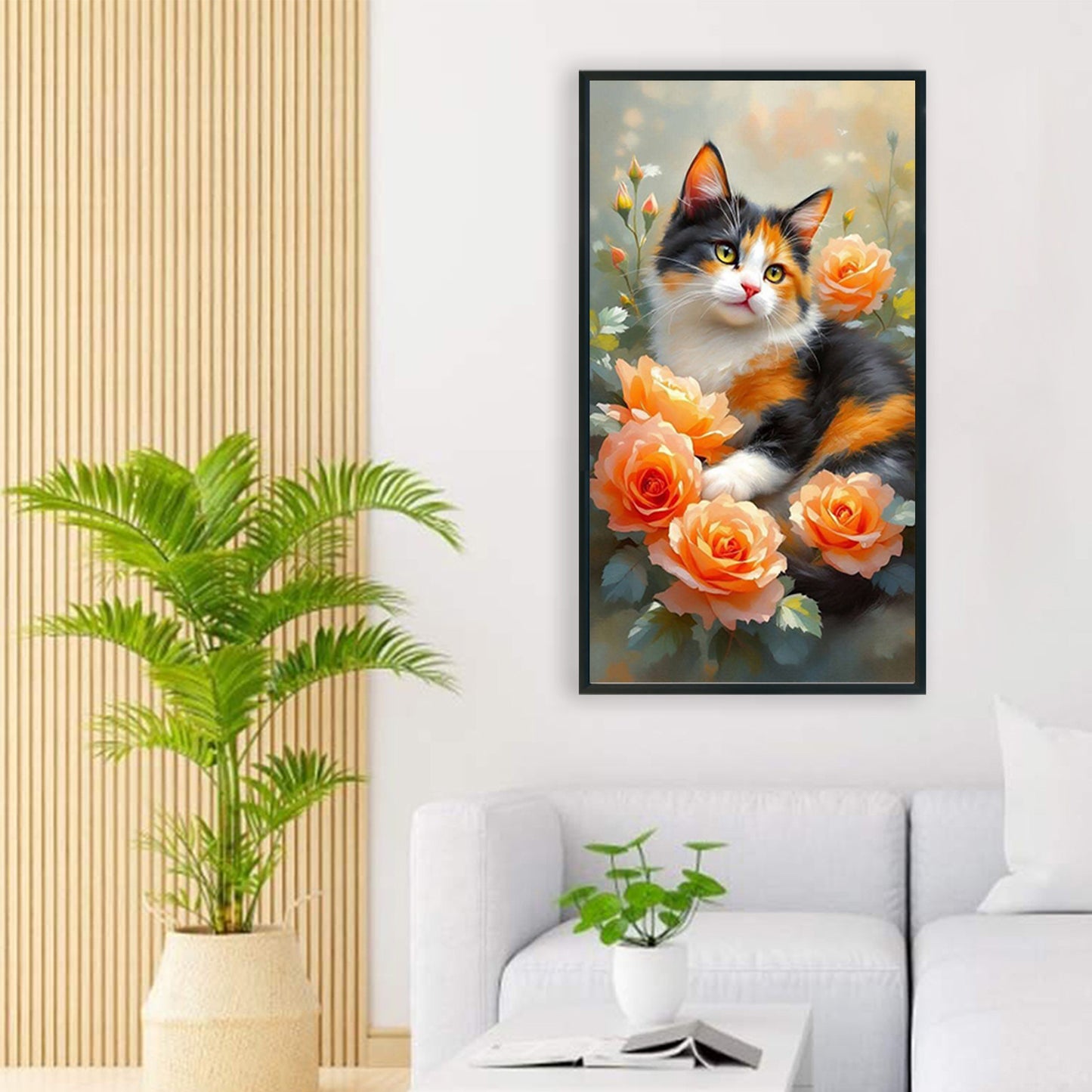 Cat And Flower - Full Round Drill Diamond Painting 40*70CM