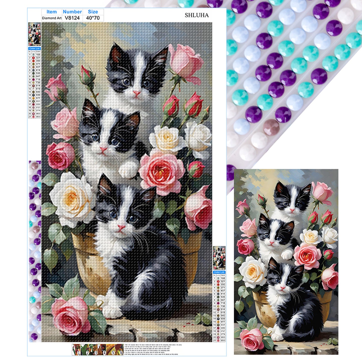 Cat And Flower - Full Round Drill Diamond Painting 40*70CM