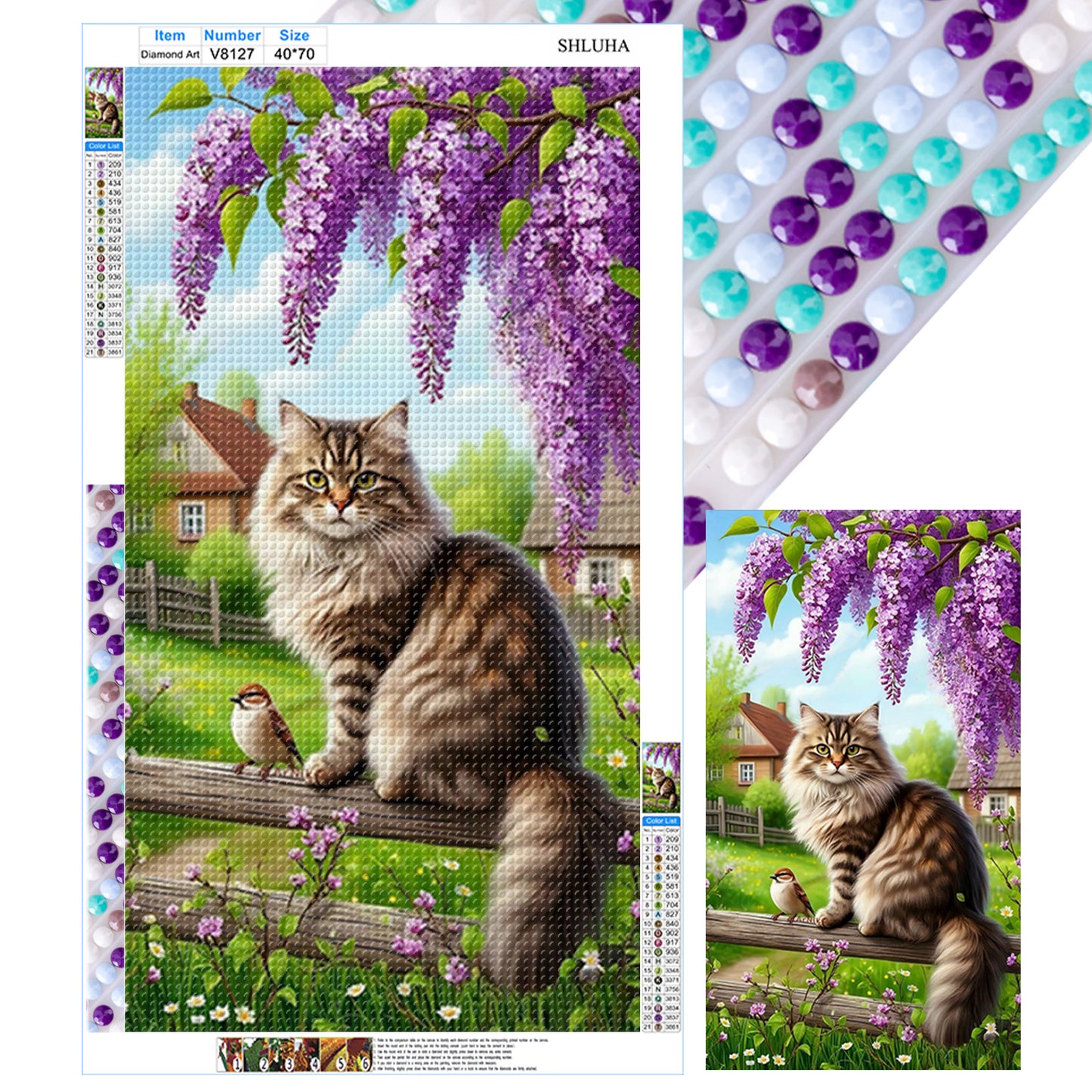 Cat - Full Round Drill Diamond Painting 40*70CM