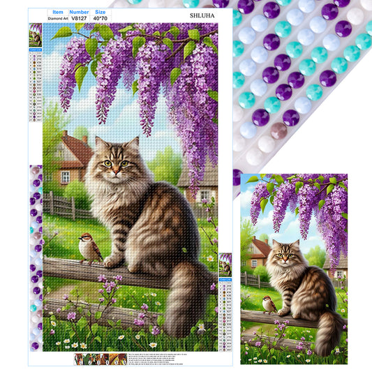 Cat - Full Round Drill Diamond Painting 40*70CM