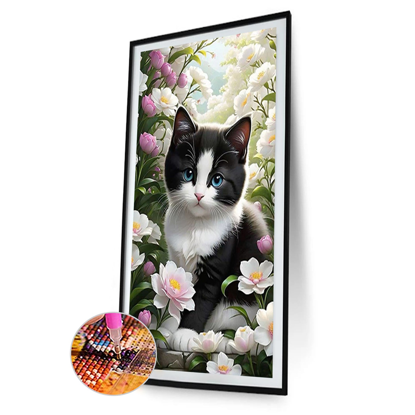 Cat And Flower - Full Round Drill Diamond Painting 40*70CM