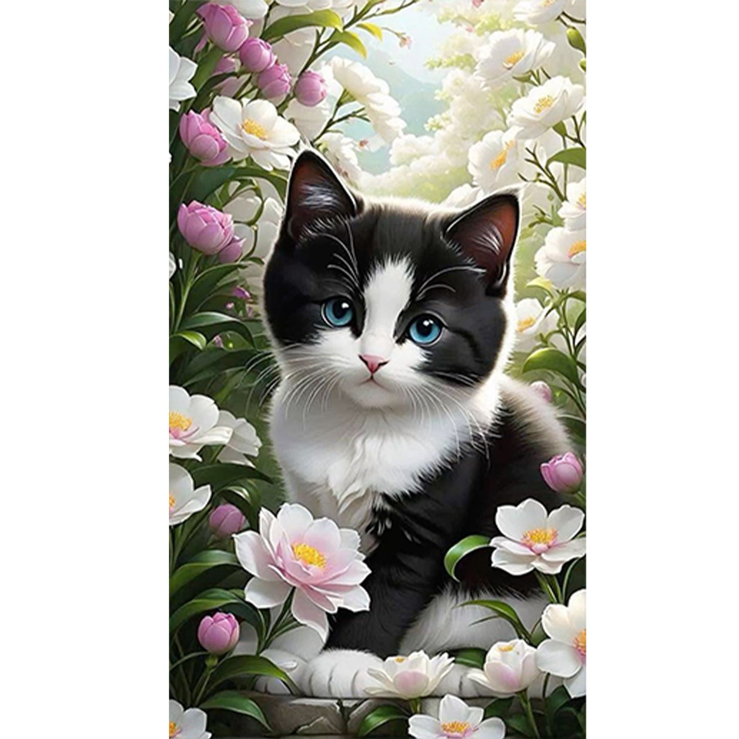 Cat And Flower - Full Round Drill Diamond Painting 40*70CM
