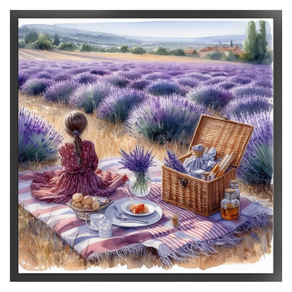 Picnic In The Lavender Field - 11CT Stamped Cross Stitch 40*40CM