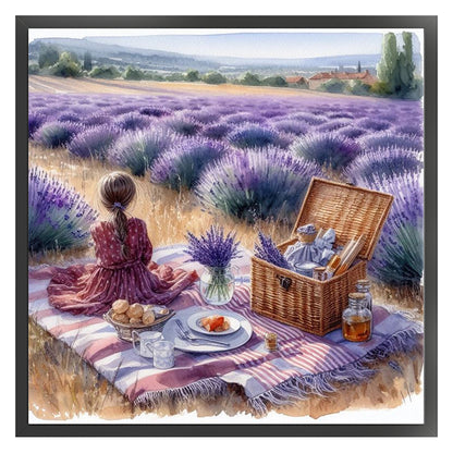 Picnic In The Lavender Field - 11CT Stamped Cross Stitch 40*40CM
