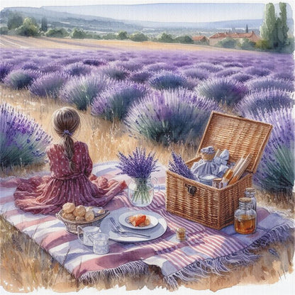 Picnic In The Lavender Field - 11CT Stamped Cross Stitch 40*40CM