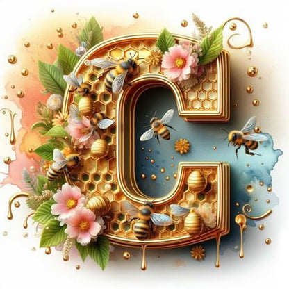 The Letter C With A Bee - Full Round Drill Diamond Painting 30*30CM