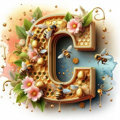 The Letter C With A Bee - Full Round Drill Diamond Painting 30*30CM