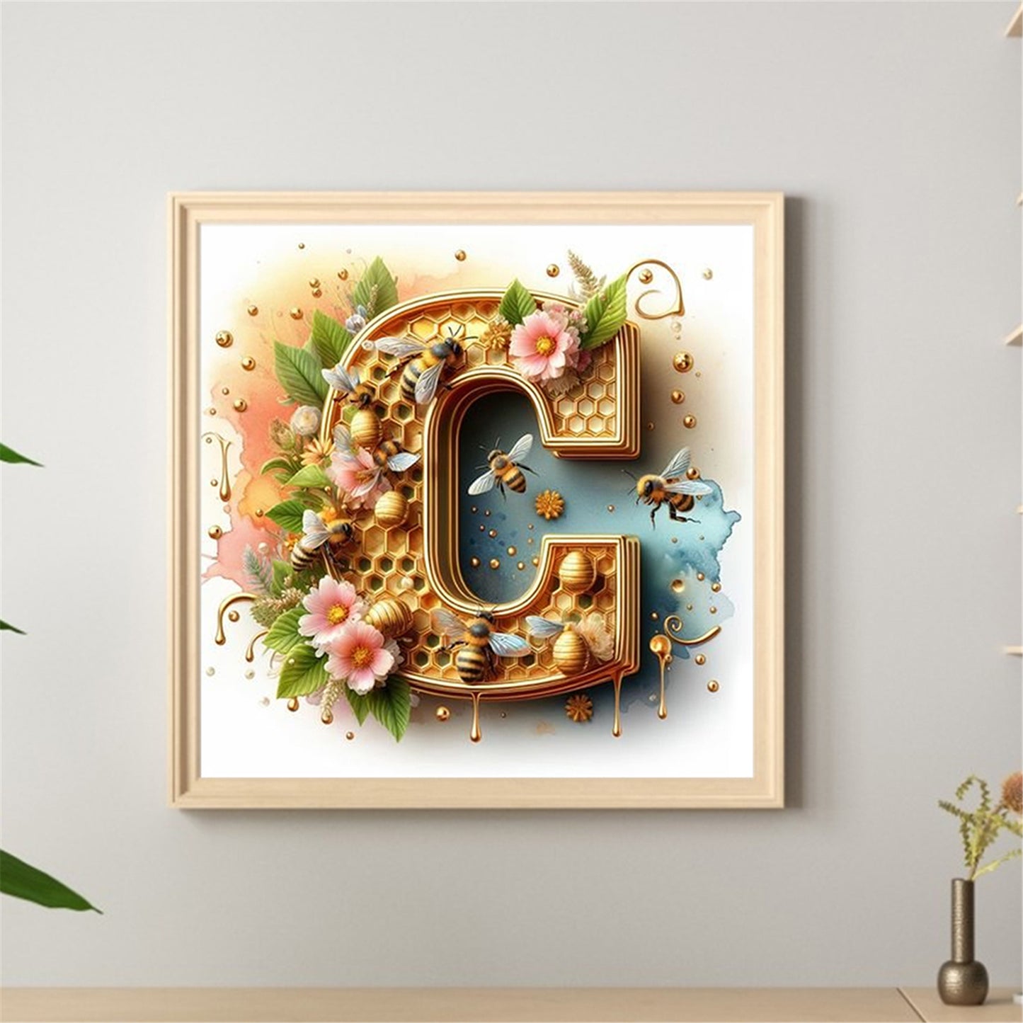 The Letter C With A Bee - Full Round Drill Diamond Painting 30*30CM