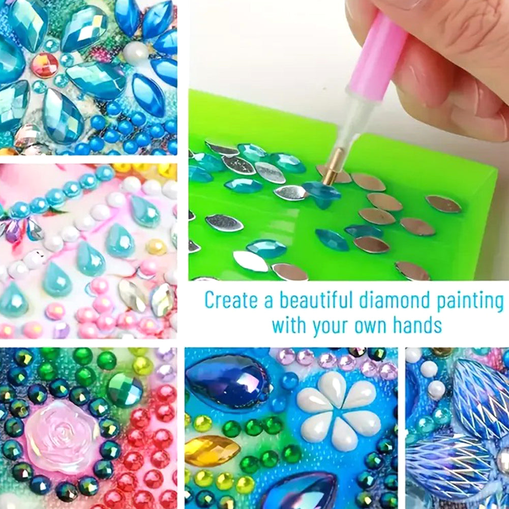 5D DIY PU Diamond Art Note Box with 160 Sheets Paper Memo Pad Holder Kit (Cat)