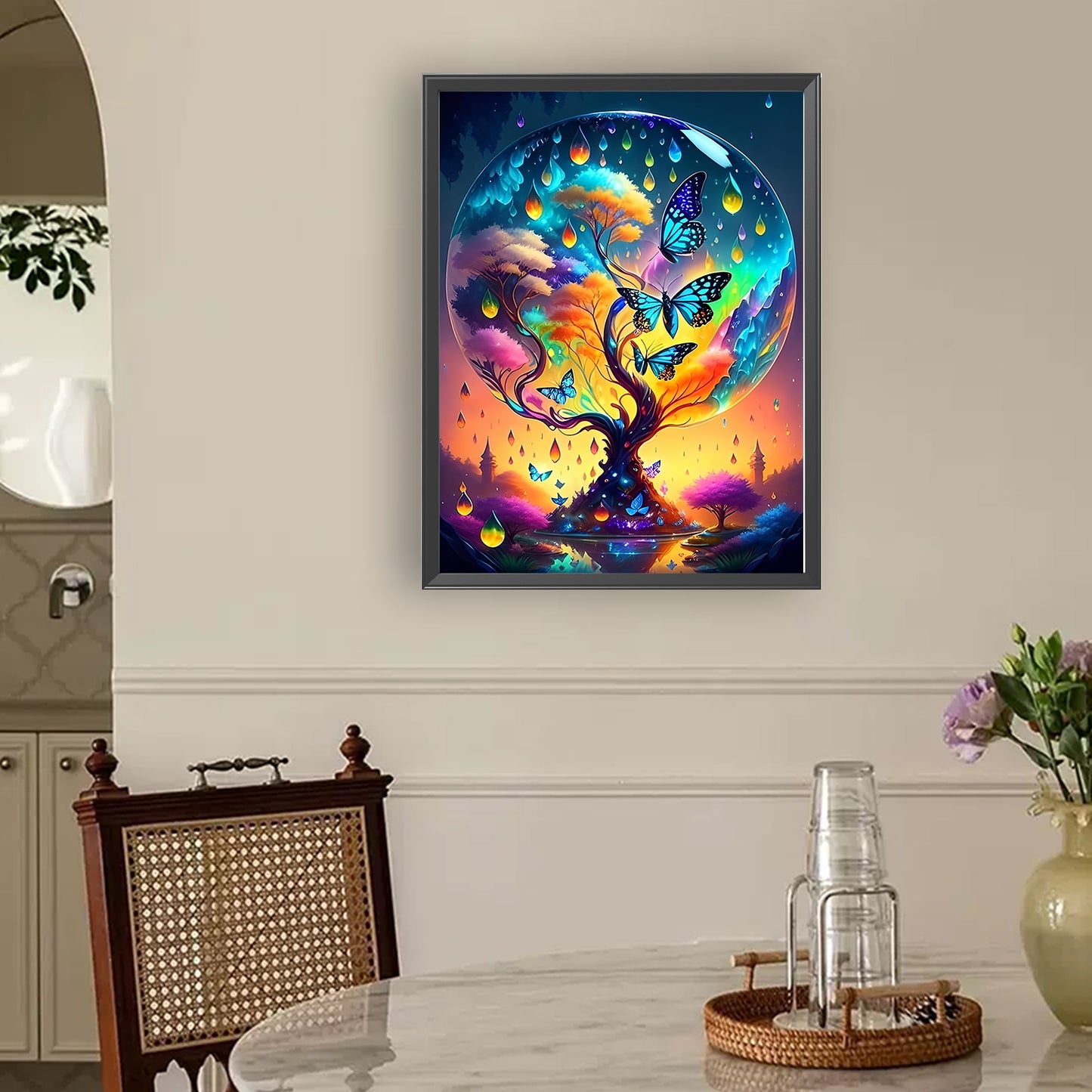 Butterfly And Tree Of Life - Full Round Drill Diamond Painting 30*40CM