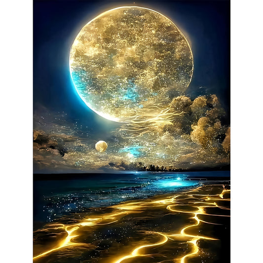 Moonlit Lake - Full Round Drill Diamond Painting 30*40CM