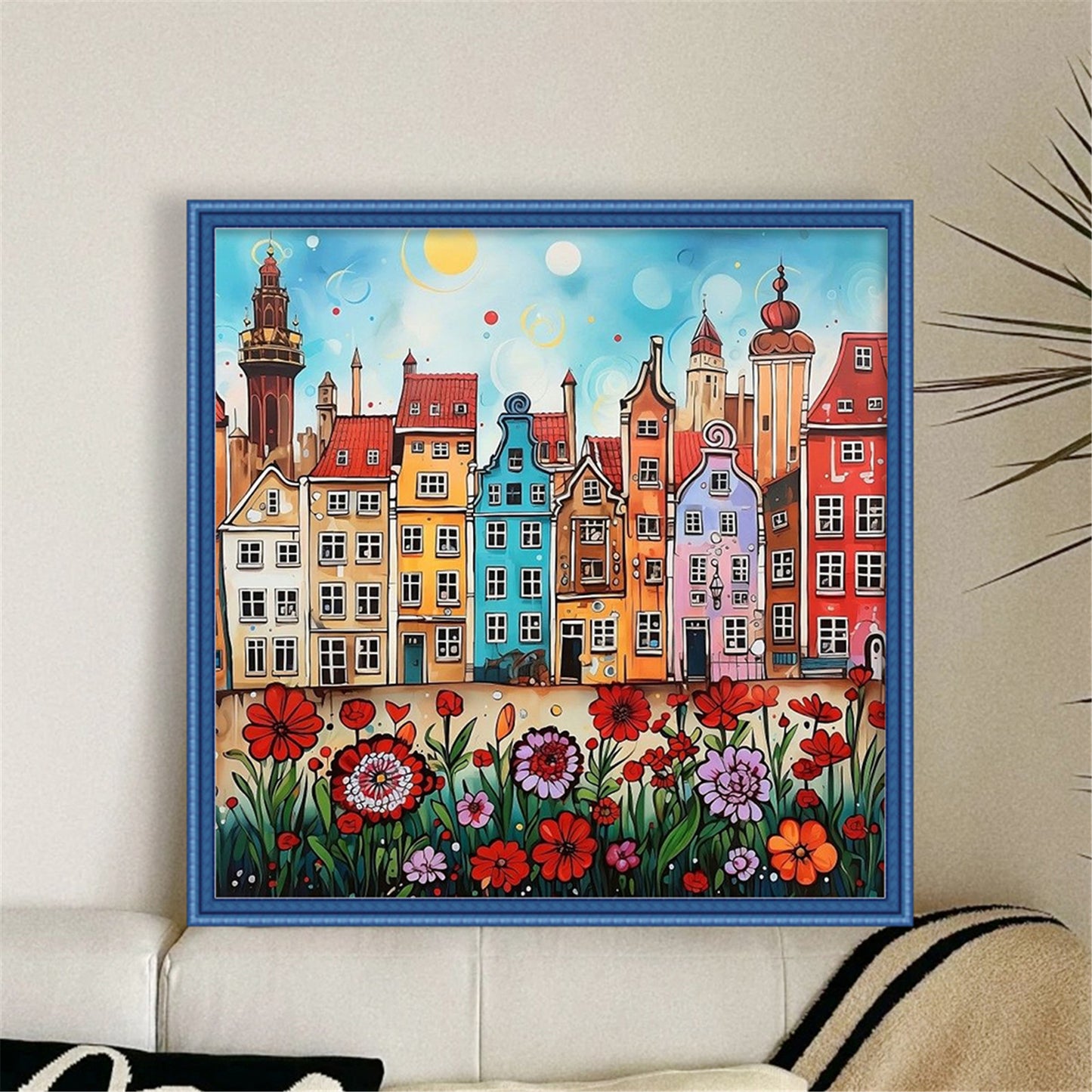 Colorful Houses - 14CT Stamped Cross Stitch 40*40CM