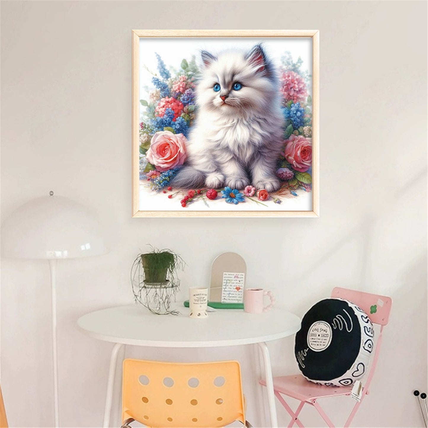 Rose Cat - 11CT Stamped Cross Stitch 40*40CM