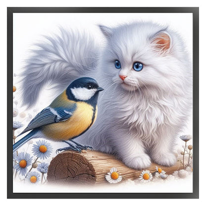 Cat And Robin - 11CT Stamped Cross Stitch 40*40CM