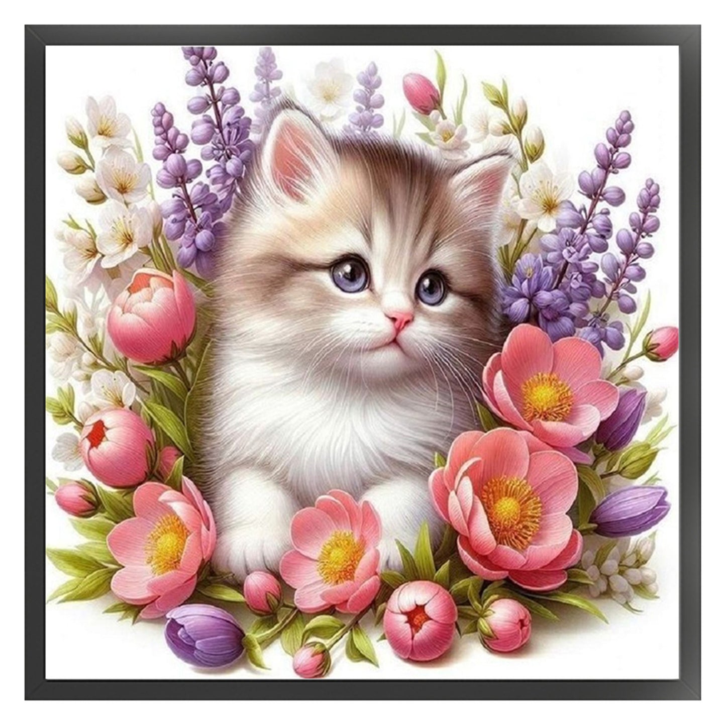 Flower Cat - 11CT Stamped Cross Stitch 40*40CM