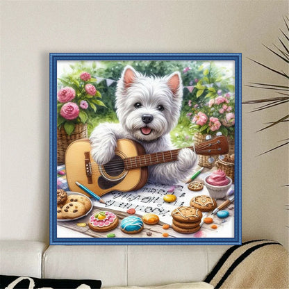 Guitar Schnauzer - 11CT Stamped Cross Stitch 40*40CM