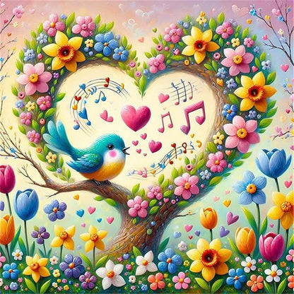 Heart-Shaped Flowers - 11CT Stamped Cross Stitch 40*40CM