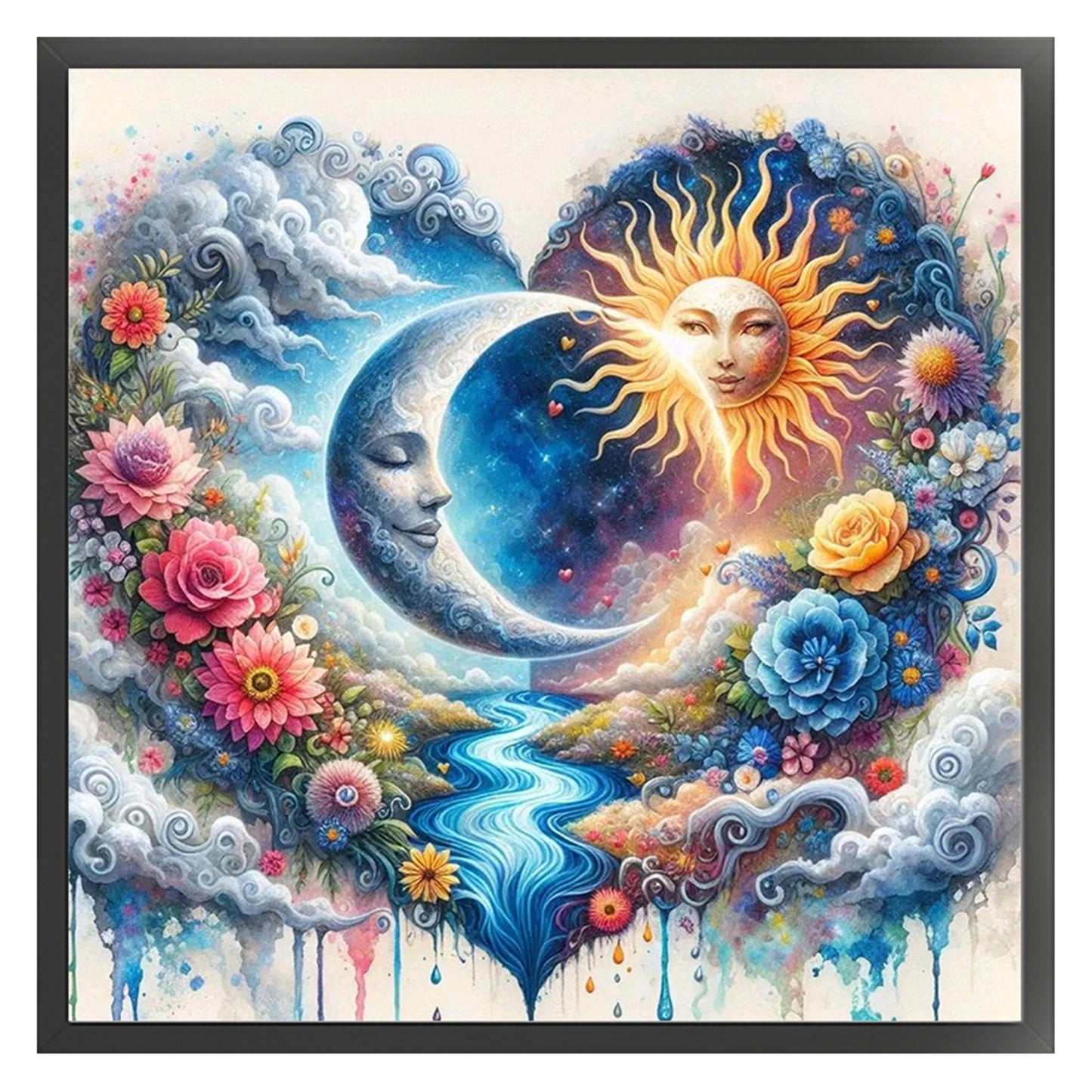 Heart-Shaped Flowers - 11CT Stamped Cross Stitch 40*40CM