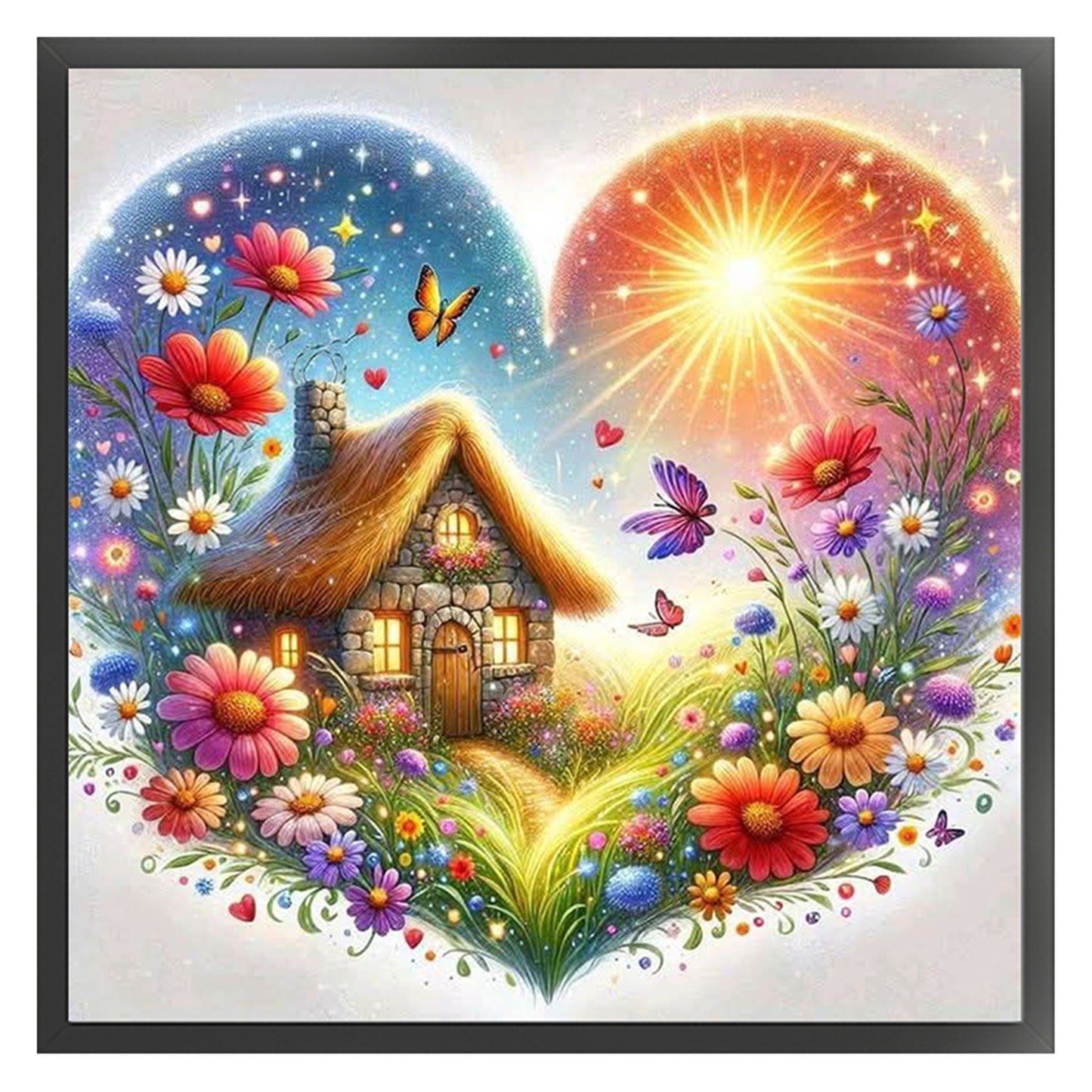Heart-Shaped Flowers - 11CT Stamped Cross Stitch 40*40CM