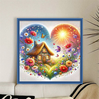 Heart-Shaped Flowers - 11CT Stamped Cross Stitch 40*40CM