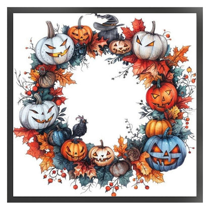 Pumpkin Wreath - 11CT Stamped Cross Stitch 40*40CM