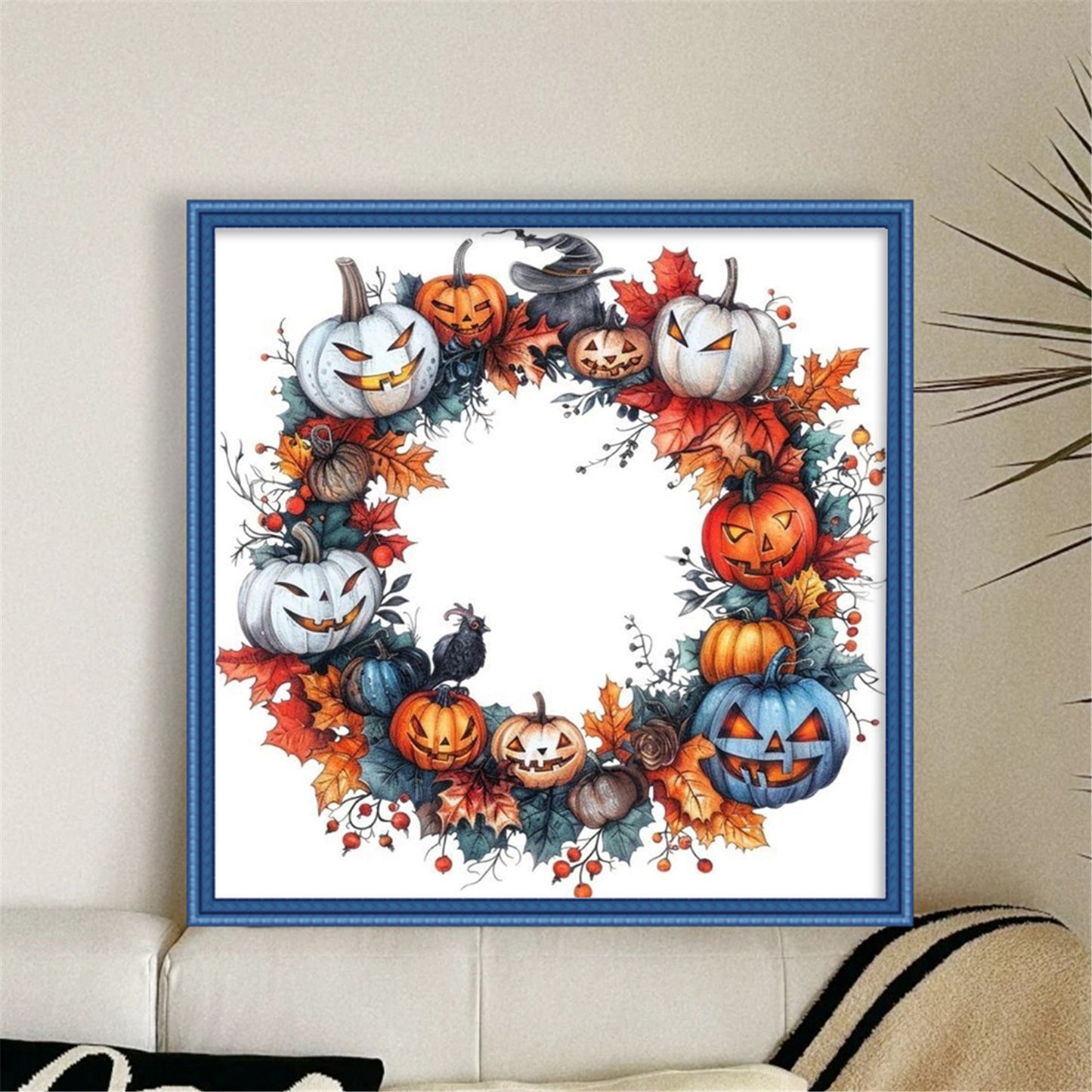 Pumpkin Wreath - 11CT Stamped Cross Stitch 40*40CM